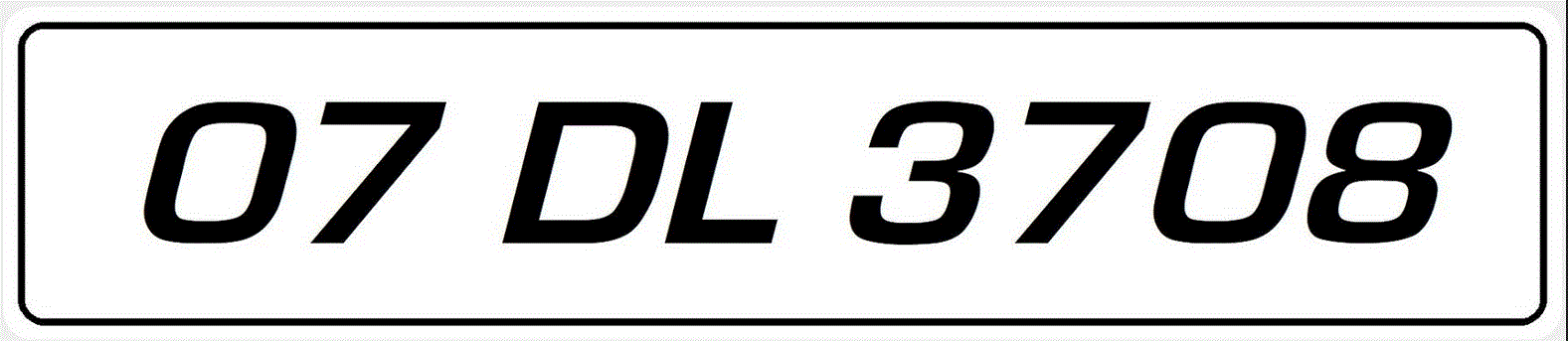 Eurostile Font on small white acrylic plate - 330mm x 75mm (Single) 