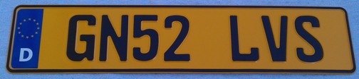 German Black Font on yellow plate (Single) 