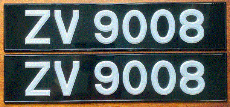  Plastic Rivited Digits Number Plates - Black oblong with white digits (Pair) 