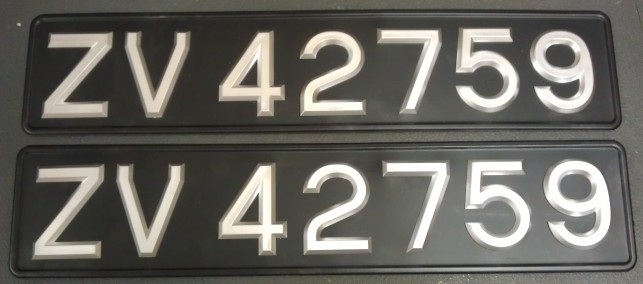  Plastic Rivited Digits Number Plates - Black oblong with silver digits (Pair)