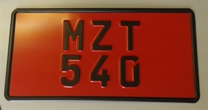 Japanese Import plate (305mm x 155mm) with German Fonts on red plate (Single)
