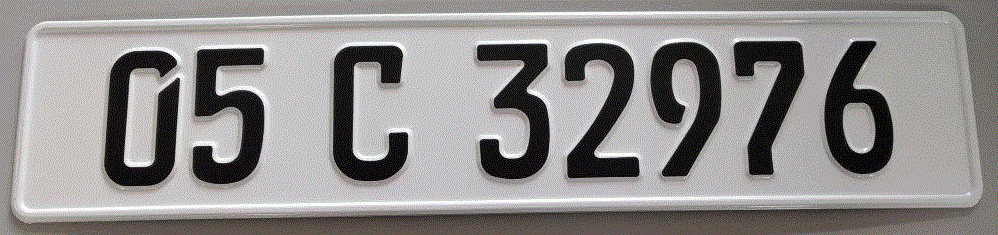 German Black Font on super matt white plate (Pair) 