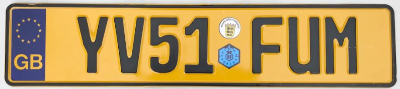 German Black Font on yellow plate with stadt seals (Single)